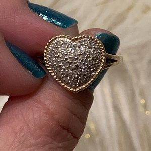 💍10k Solid Gold Big Heart Diamond Ring💍